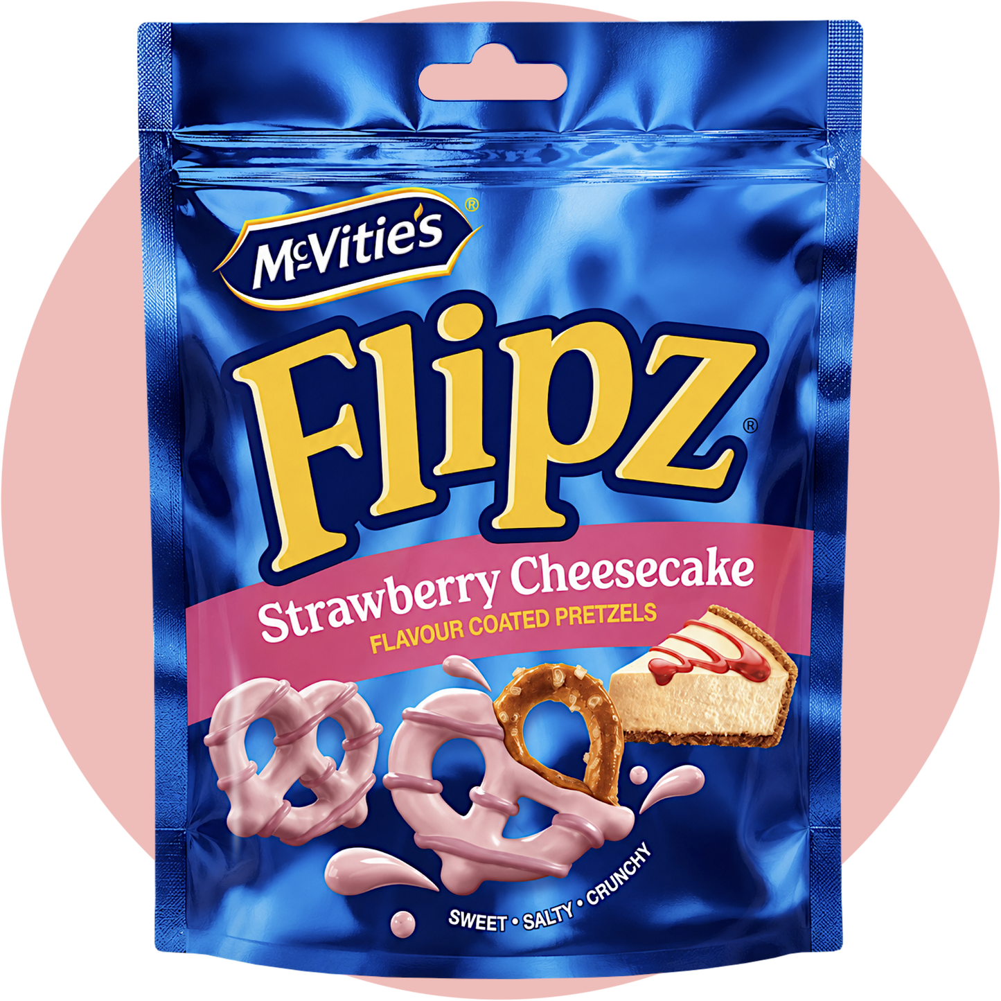 Flipz Strawberry Cheesecake Pretzels mit knusprigen Brezeln und süßem Erdbeer-Käsekuchen-Geschmack