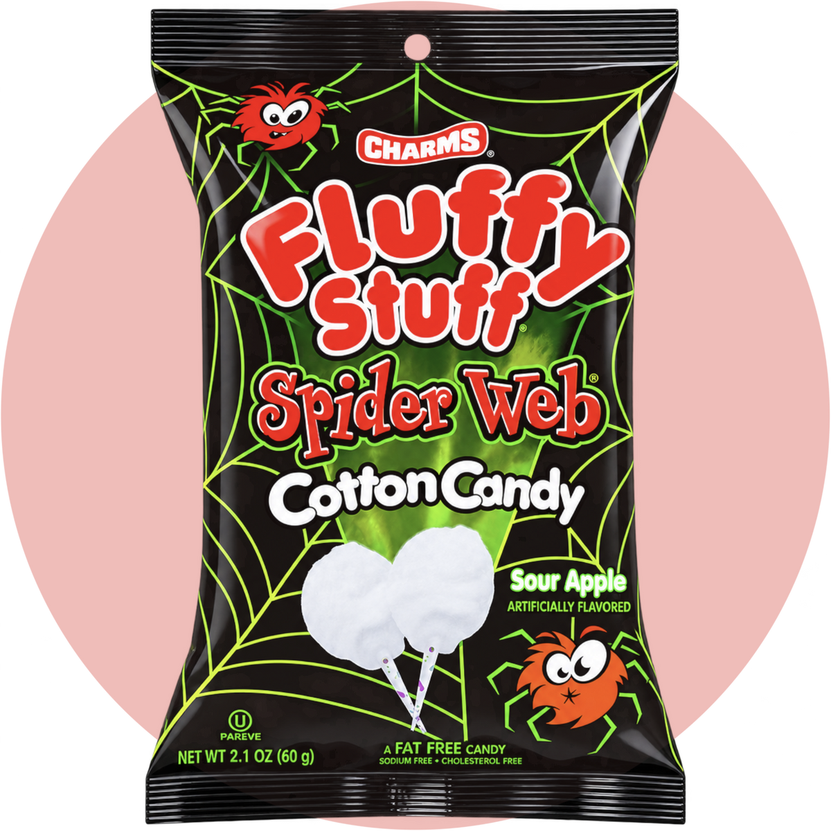 Fluffy Stuff Spider Web Cotton Candy Sour Apple Zuckerwatte mit saurem Apfelgeschmack