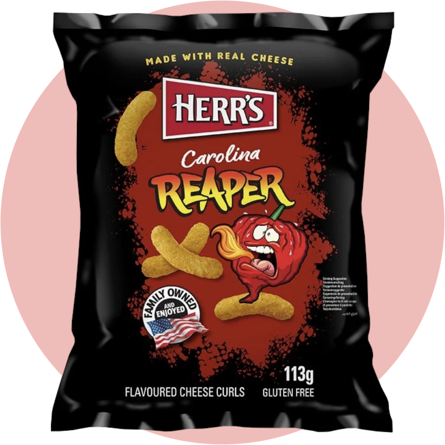 Herr's Carolina Reaper – Extrem scharfe Mais-Snacks mit Carolina Reaper Chili in feurig roter Verpackung