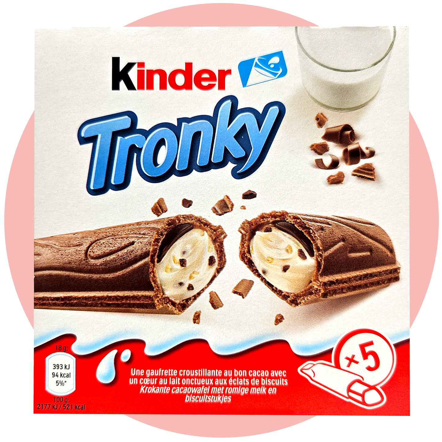 Kinder Tronky – Knusprige Waffel mit Milch-Haselnuss-Creme in weiß-roter Verpackung