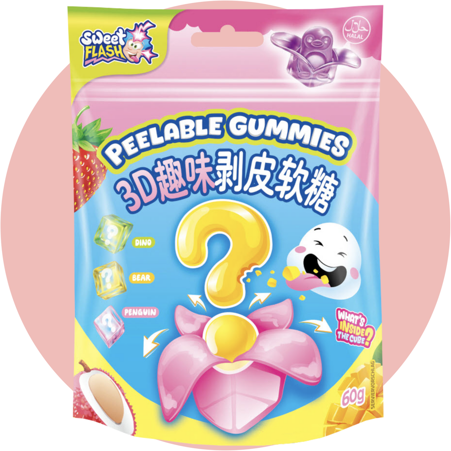 Peelable Gummies Mystery - Sweet Flash - Fruchtgummis zum Schälen mit Überraschungsfigur