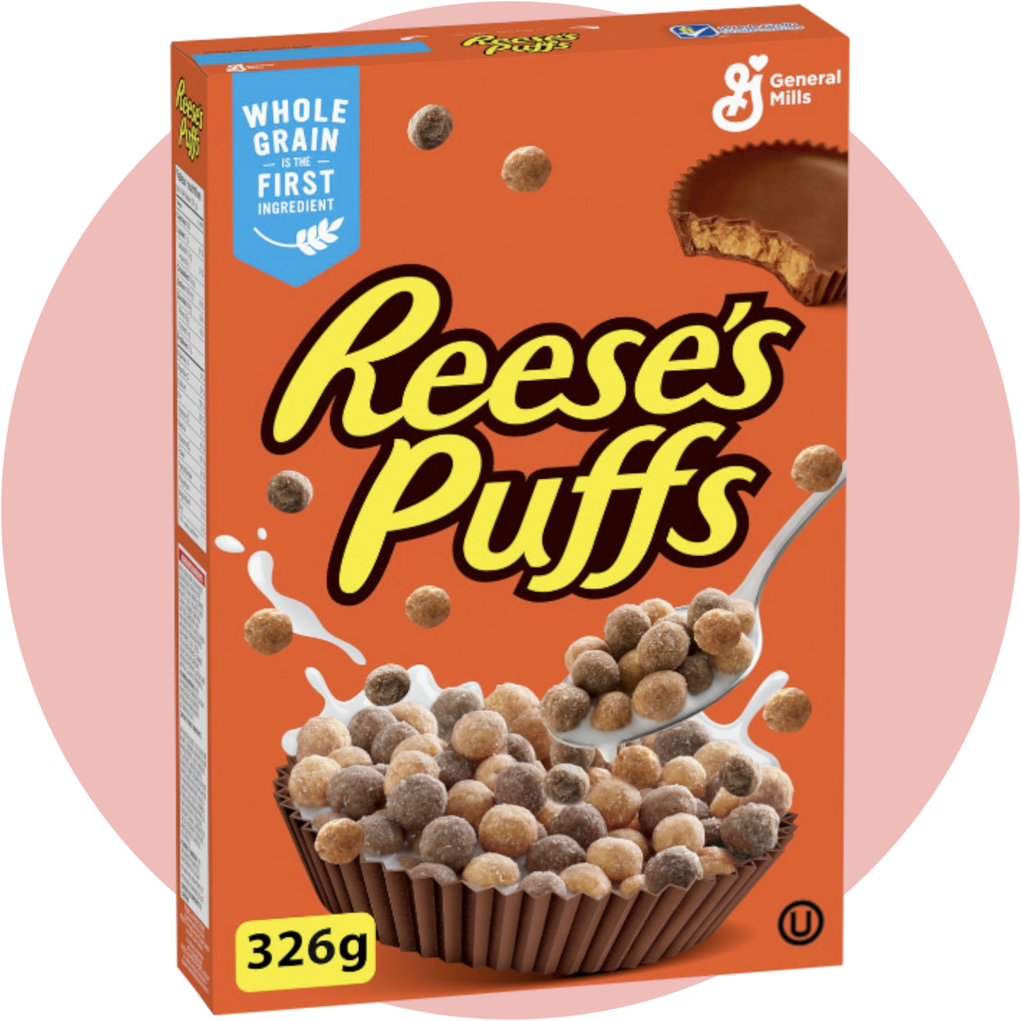 Reese's Puffs – Knuspriges Müsli mit Erdnussbutter- und Schokogeschmack in orangefarbener US-Verpackung