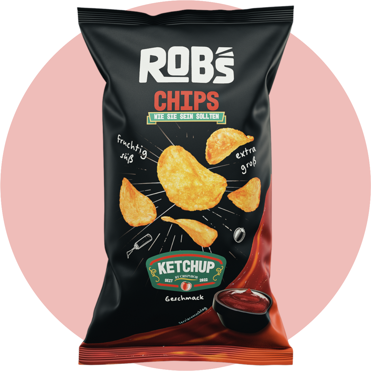 Rob’s Chips Ketchup – Knusprige Chips von CrispyRob mit würziger Tomatennote & goldbrauner Röstung