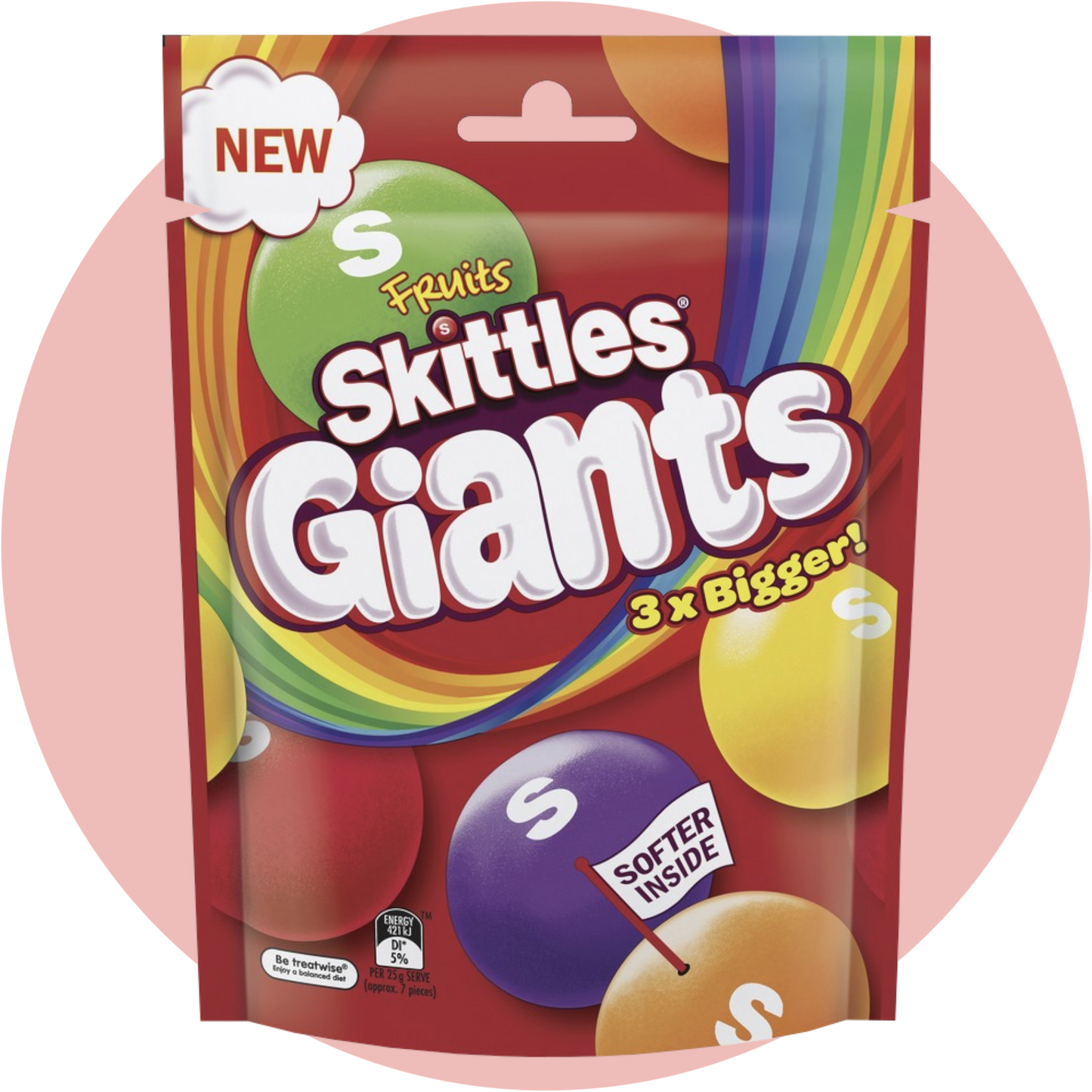 Skittles Giants – Extra große bunte Kaudragees mit Fruchtgeschmack in Rot und Regenbogen Verpackung