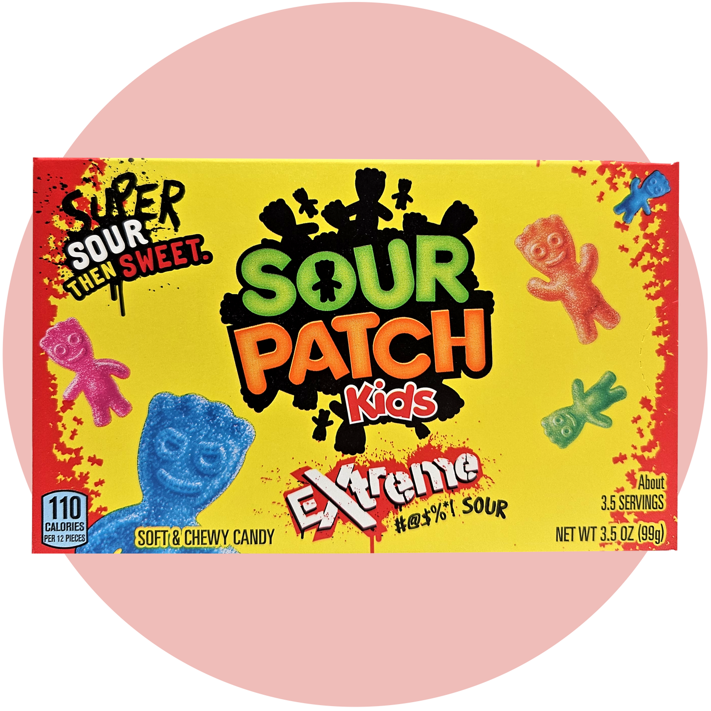 Sour Patch Kids Extreme – Extra saure Fruchtgummis in bunten Farben in gelber Verpackung aus den USA