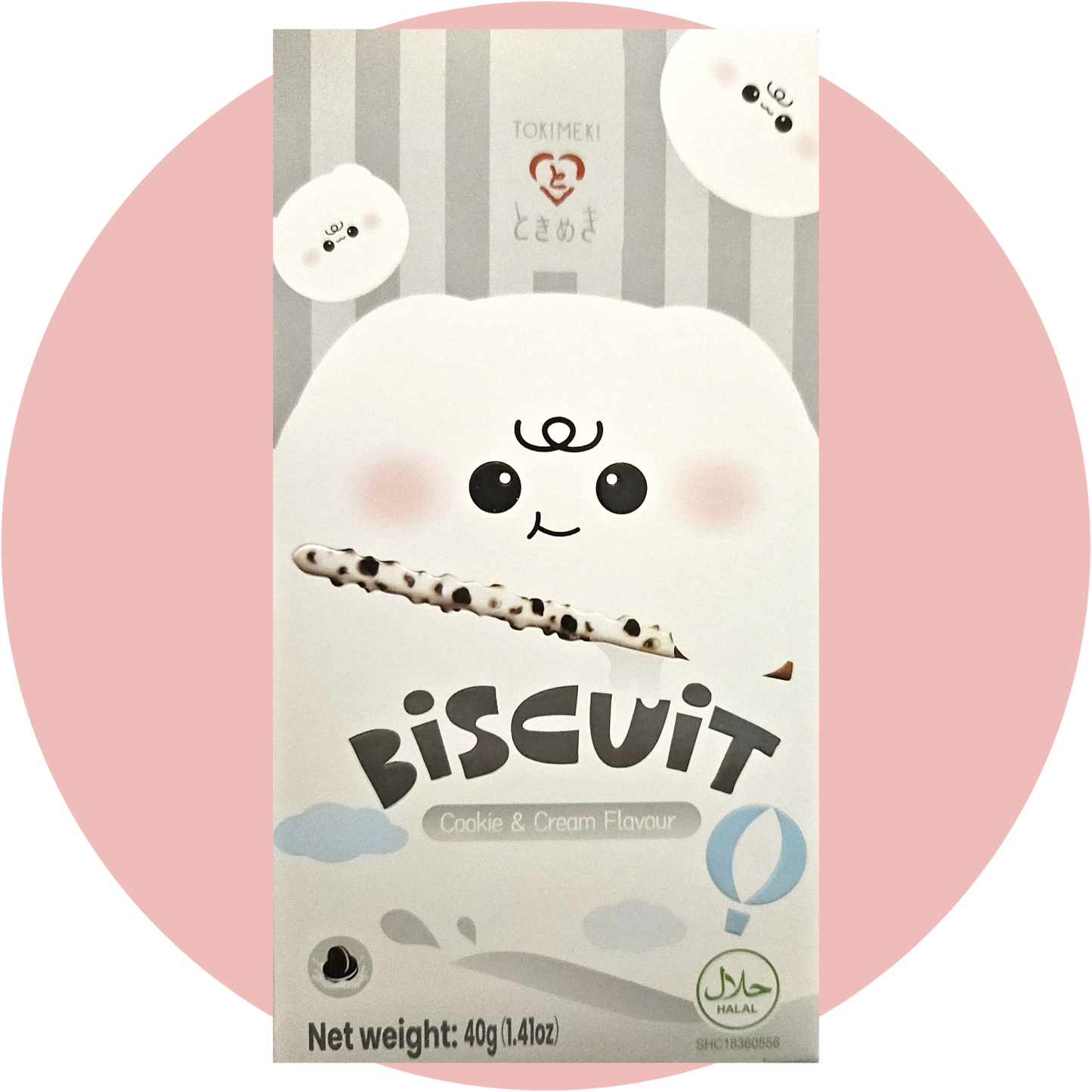 Tokimeki Biscuit Cookie & Cream – Knusprige Teigstangen mit Schokoladenüberzug und Keksstückchen in asiatischer Verpackung