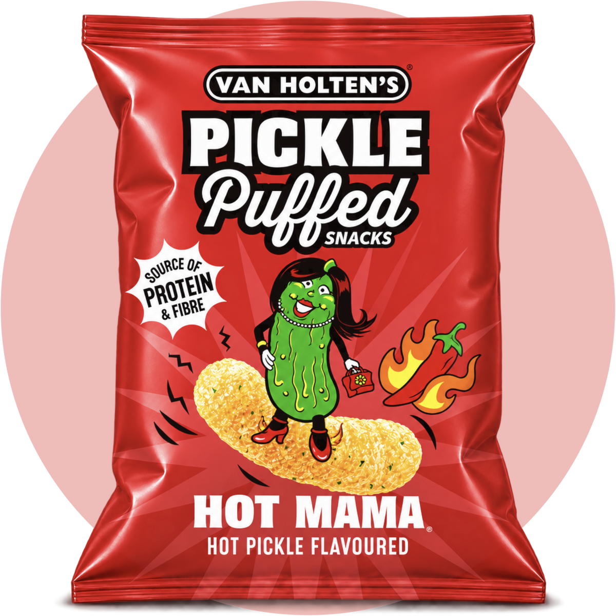 Van Holten’s Pickle Puffed Hot Mama knuspriger Hot Pickle Snack mit scharfem Gurkengeschmack