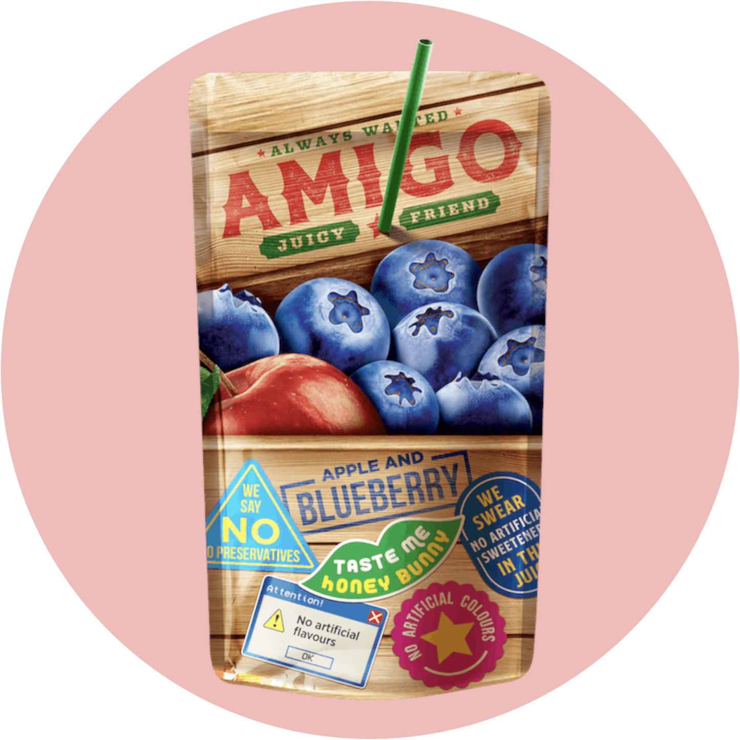 Amigo Blueberry – Fruchtiger Softdrink mit Blaubeergeschmack im blauen Trinkpäckchen