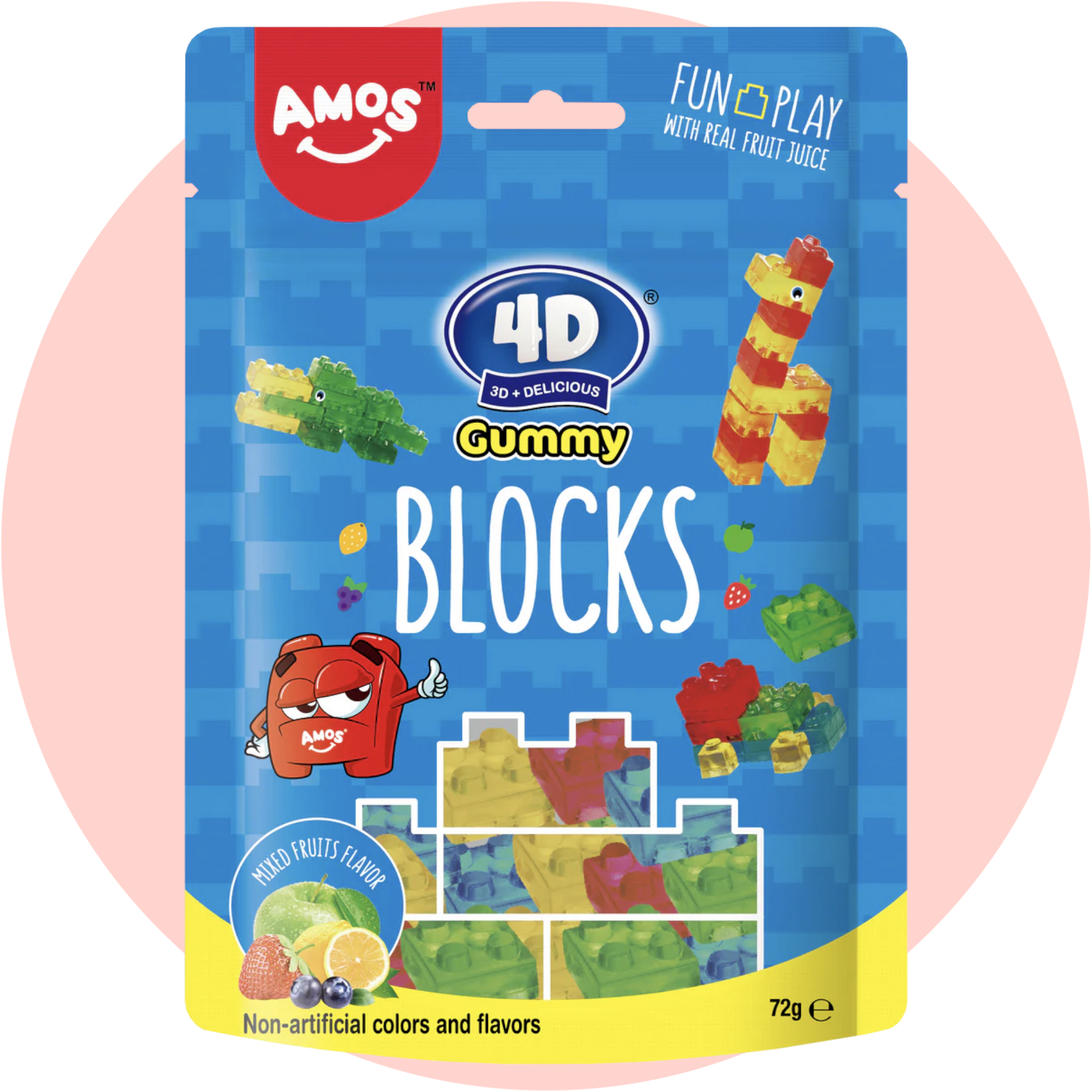 Amos 4D Gummy Blocks – Baubare Fruchtgummis in 3D-Optik zum Spielen und Naschen