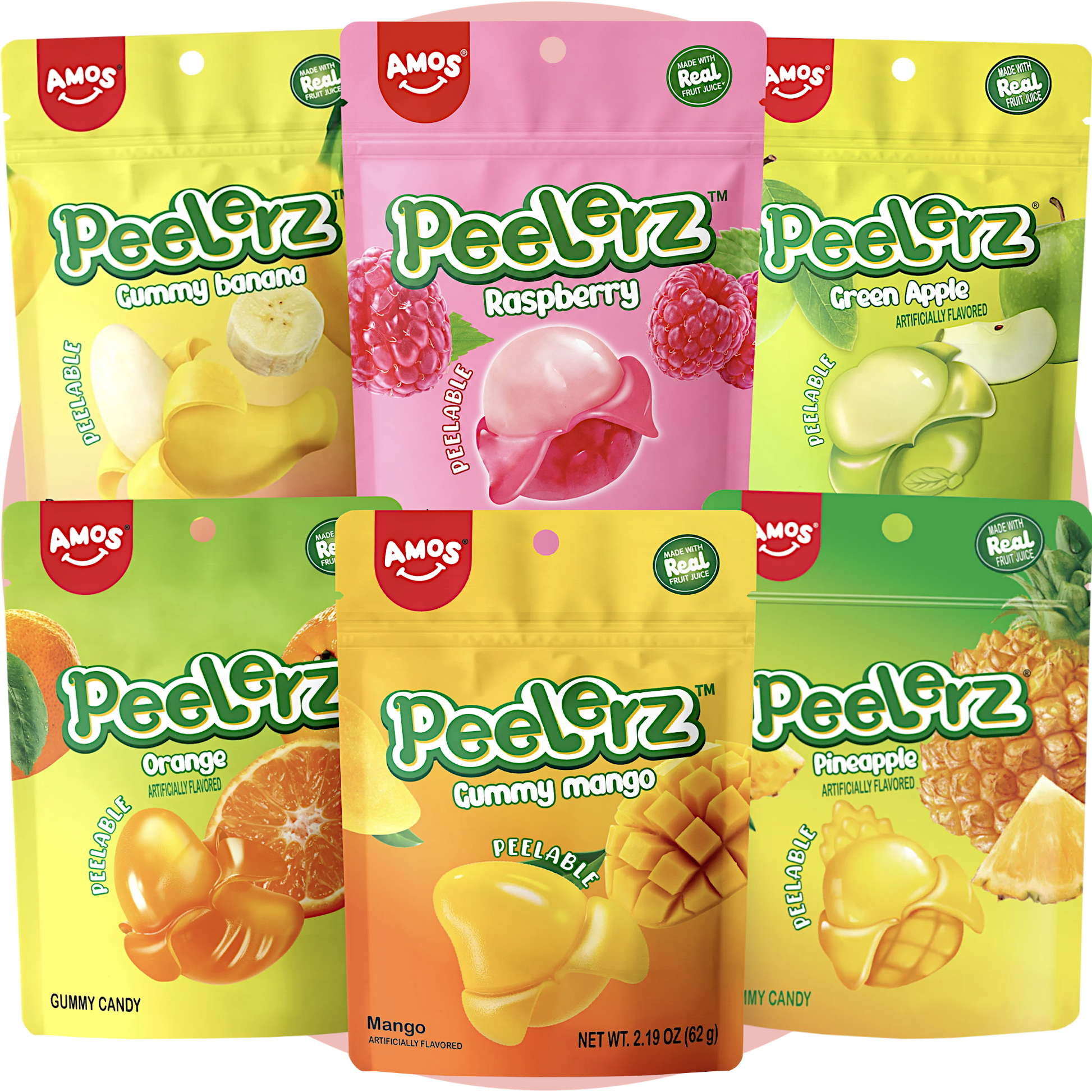 Amos Peelerz Bundle mit 6 Sorten Peelable Candy Fruchtgummis