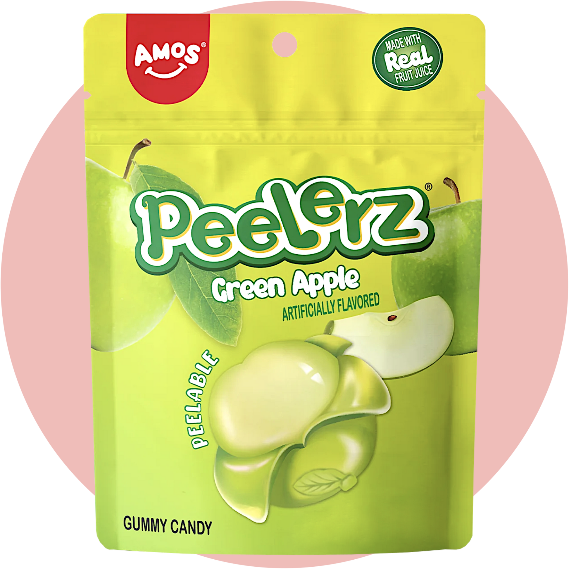 Amos Peelerz Green Apple peelbare Fruchtgummis mit grünem Apfel Geschmack
