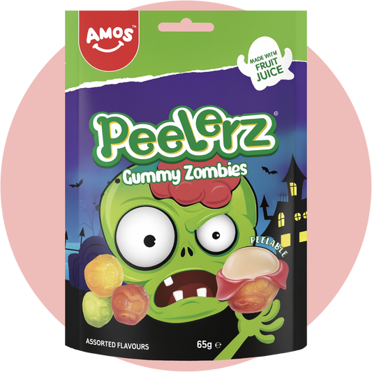 Amos Peelerz Gummy Zombies – Halloween-Gummis zum Schälen mit Zombie-Design und Fruchtgeschmack