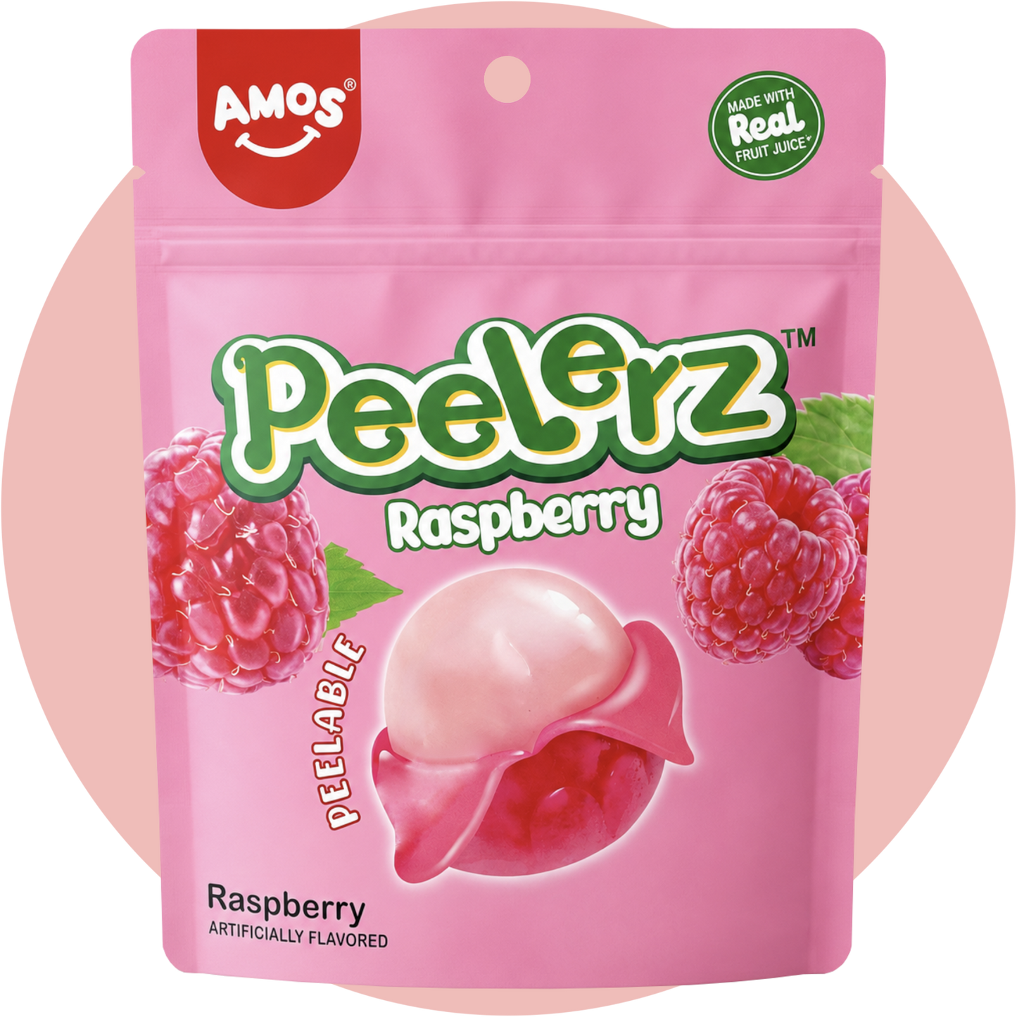 Amos Peelerz Raspberry peelbare Fruchtgummis mit Himbeer Geschmack