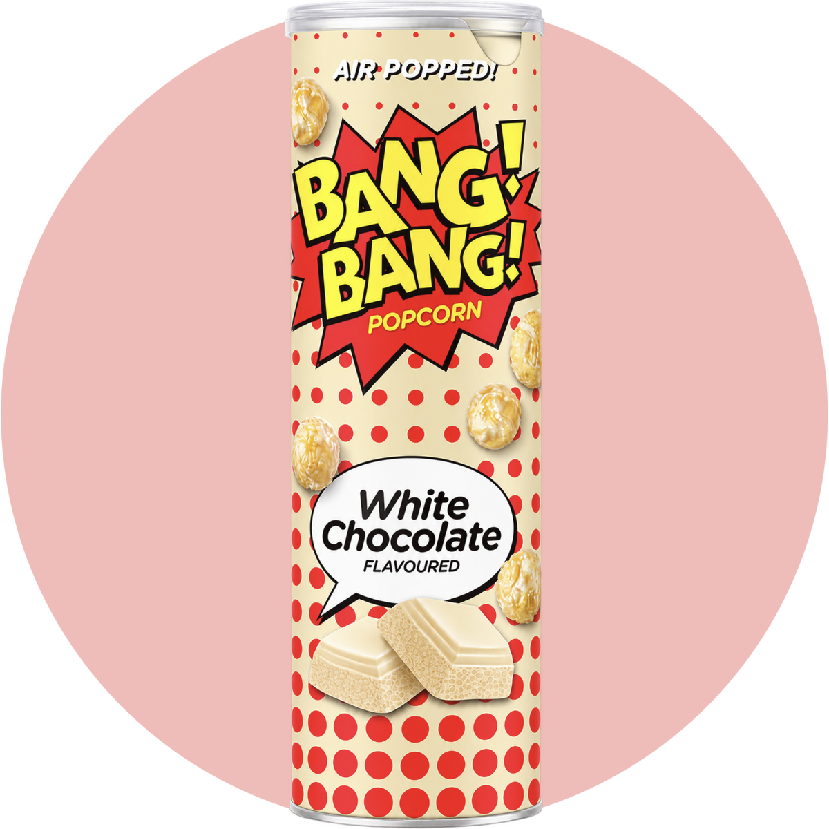 Bang! Bang! Popcorn White Chocolate mit süßem Geschmack nach weißer Schokolade