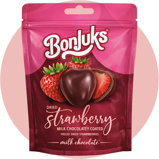 Bonjuks Freeze Dried Strawberry Choco gefriergetrocknete Erdbeeren mit Milchschokolade