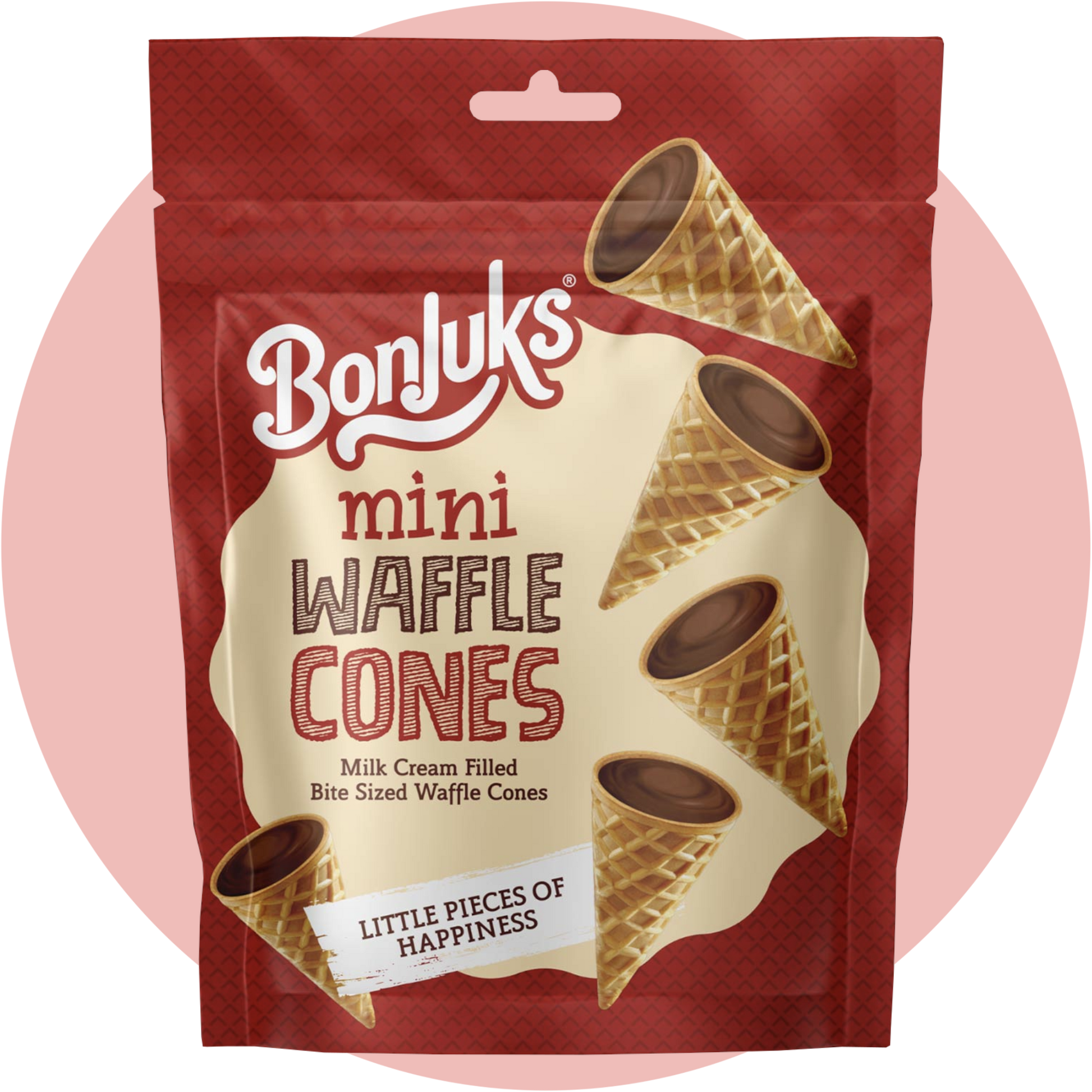 Bonjuks Mini Waffle Cones Choco – Knusprige Mini Waffelhörnchen mit Schokoladencreme