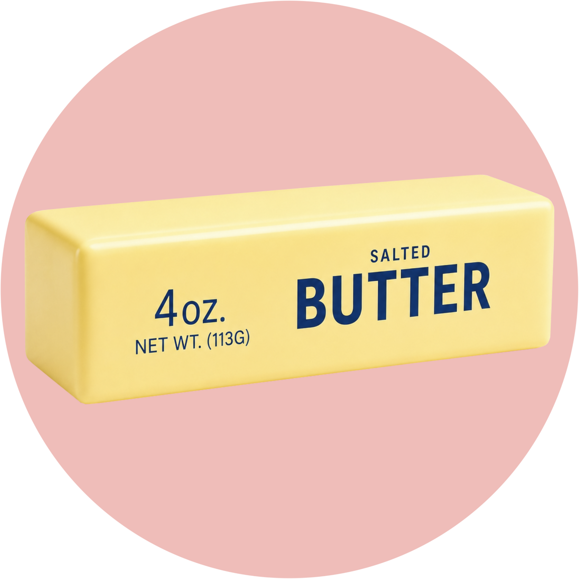 Butter Squishy als weicher Anti Stress Spielzeug Stick in gelber Butteroptik mit Salted Butter Aufdruck.