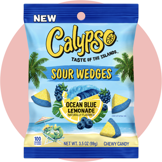 Calypso Sour Wedges Ocean Blue Lemonade saure Kaubonbons mit Beeren- und Zitronengeschmack