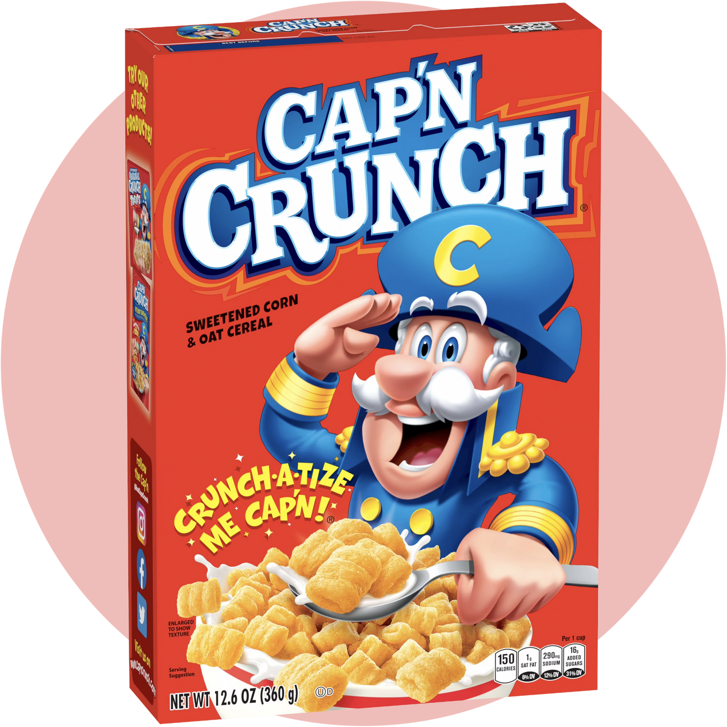Cap’n Crunch Cereal – Amerikanisches Frühstückscereal aus Mais und Hafer in leuchtend roter Box