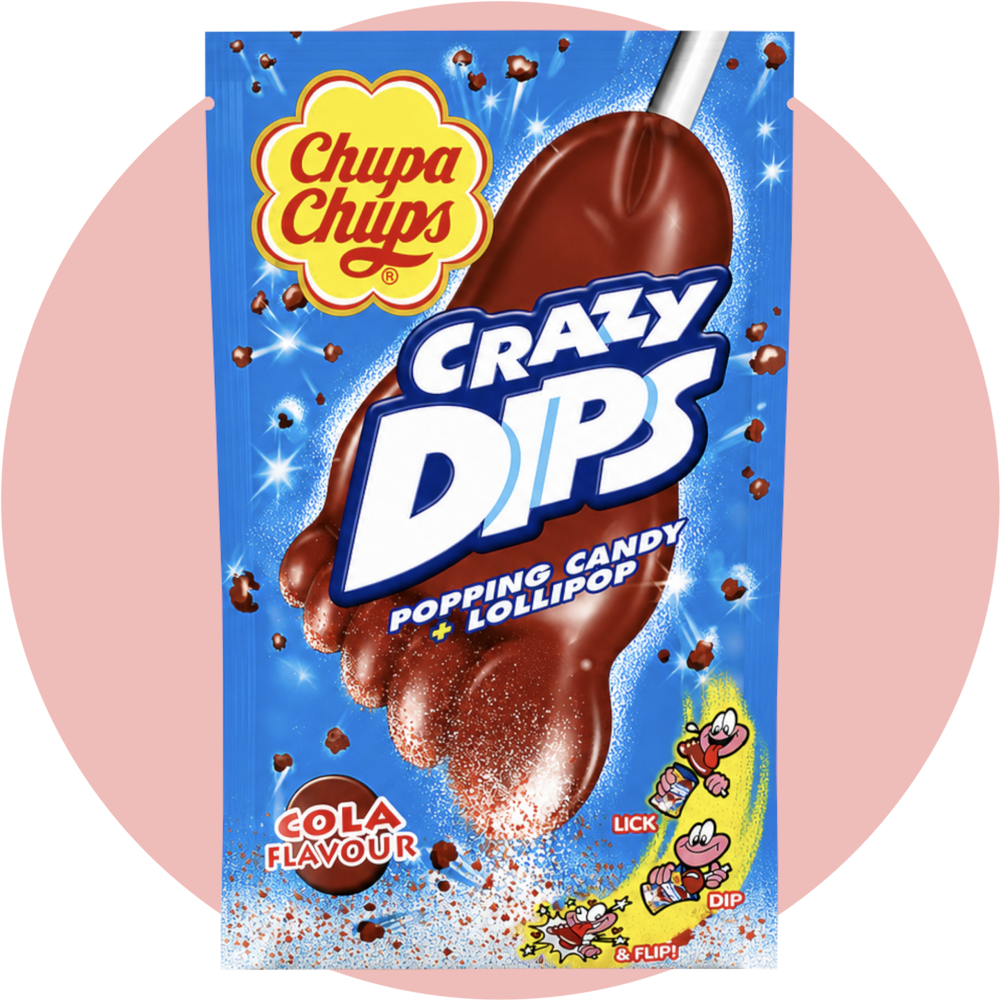 Crazy Dips Cola Fuß Lollipop mit Cola Geschmack und Brausepulver
