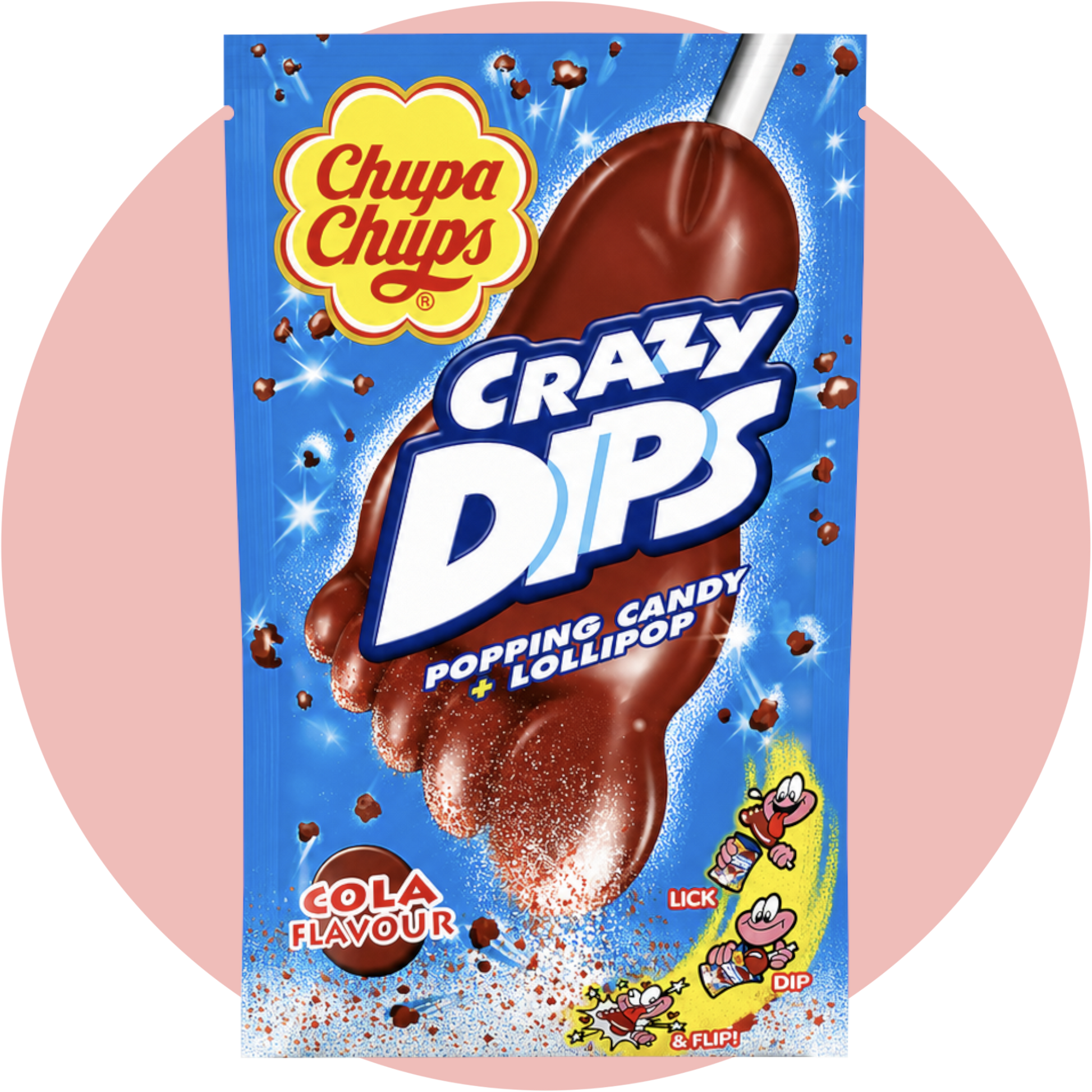 Crazy Dips Cola Fuß Lollipop mit Cola Geschmack und Brausepulver