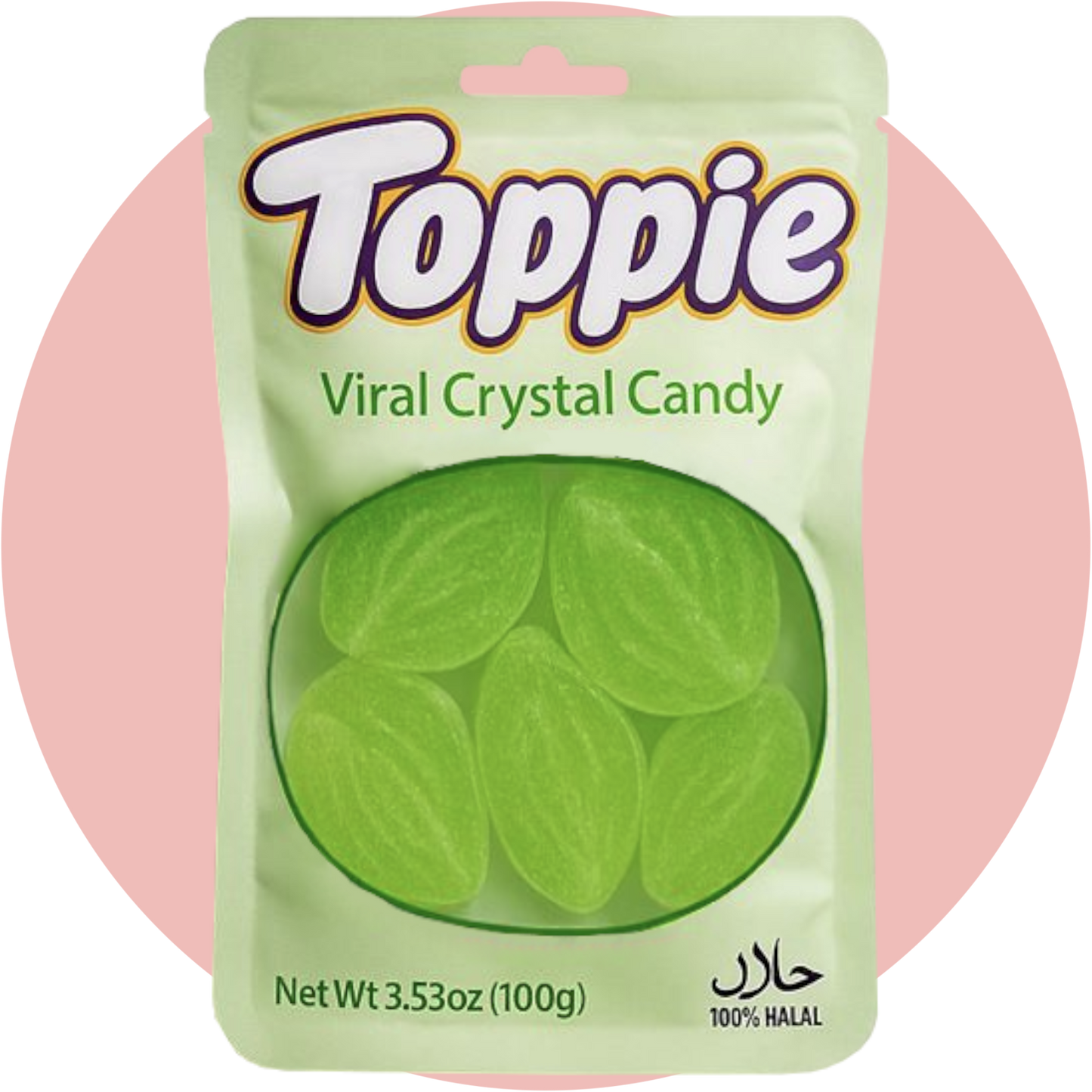 Crystal Candy Apple – Glitzernde grüne Kristalle mit Apfelgeschmack in ovaler Form und heller Verpackung