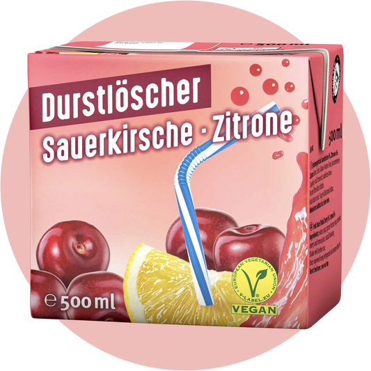 Durstlöscher Sauerkirsche Zitrone – Getränk mit fruchtigem Sauerkirsch- und Zitronengeschmack für eine erfrischend herbe Sorte