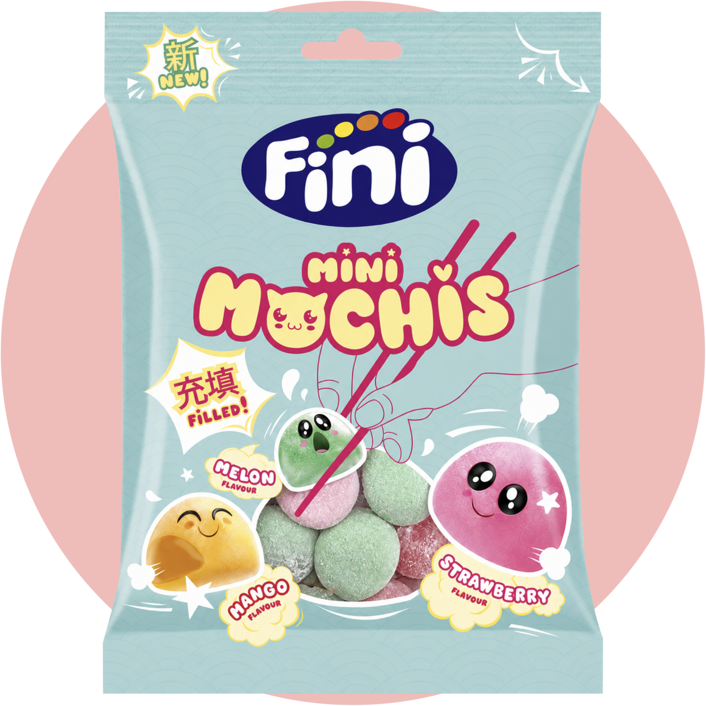 Fini Mini Mochis Fruits mit Mango-, Melonen- und Erdbeergeschmack