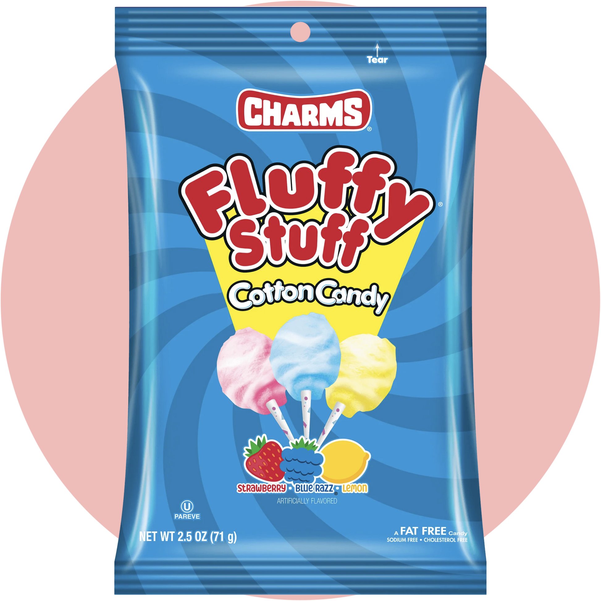 Fluffy Stuff Cotton Candy bunte Zuckerwatte in Tütenverpackung mit Jahrmarkt Optik und farbenfrohen Design