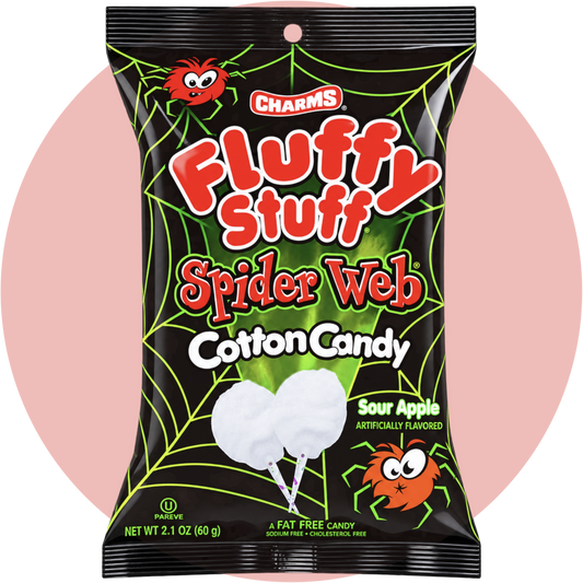 Fluffy Stuff Spider Web Cotton Candy Sour Apple Zuckerwatte mit saurem Apfelgeschmack