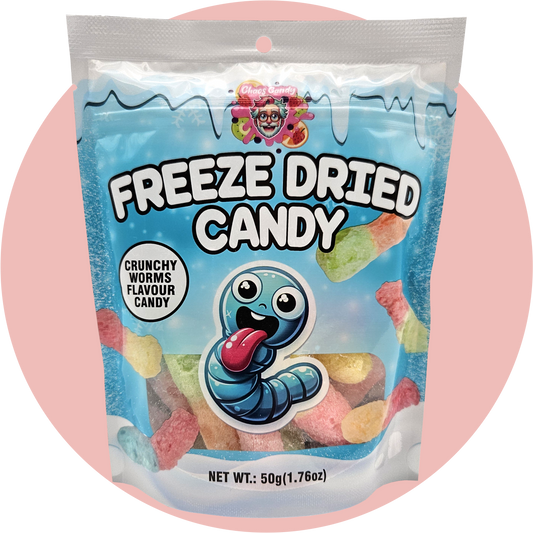 Freeze Dried Sour Worms – Gefriergetrocknete saure Würmer von Chaos Candy Freezes