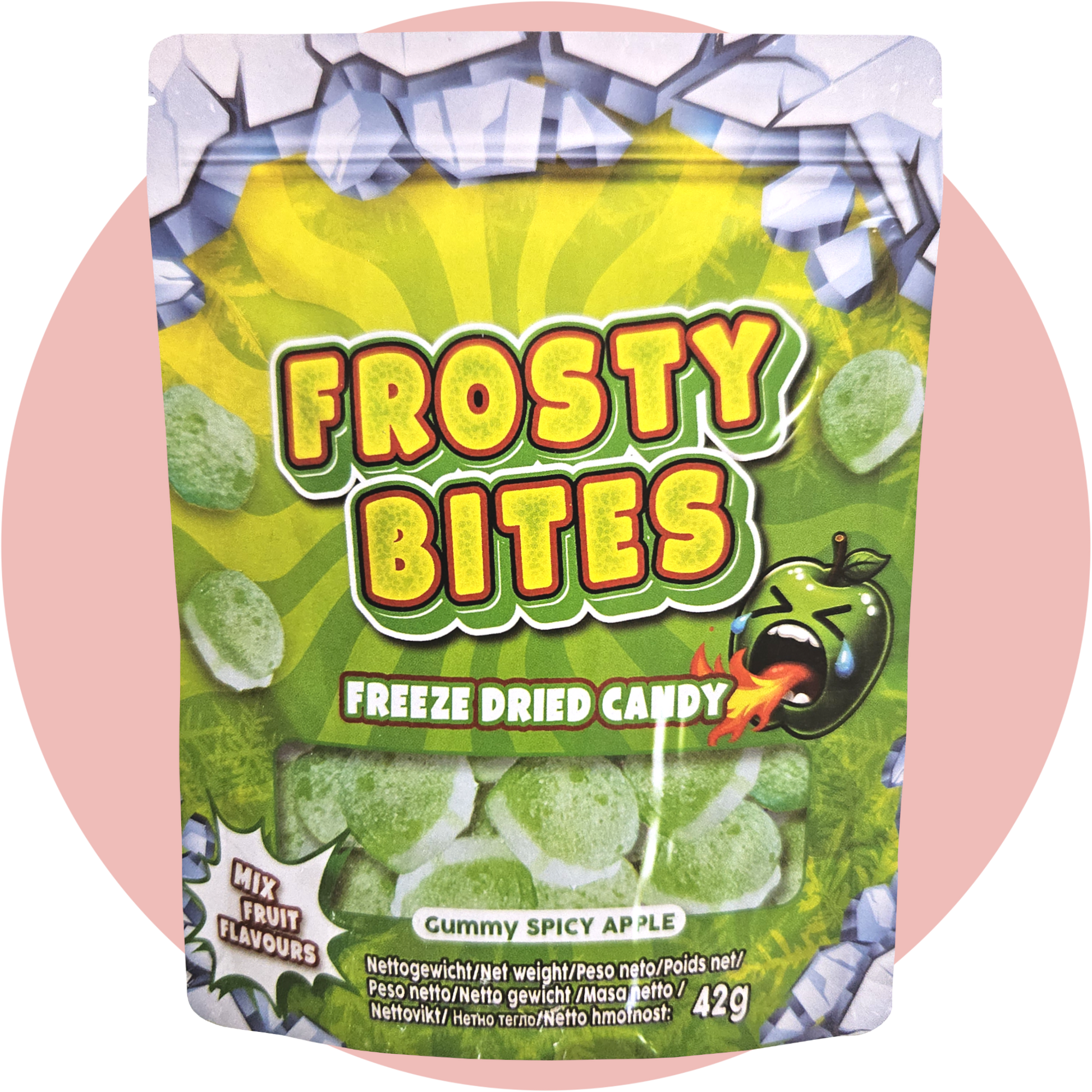 Frosty Bites Apple gefriergetrocknete Gummibonbons mit saurem Apfel Geschmack