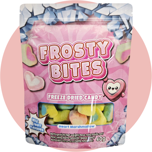 Frosty Bites Marshmallow gefriergetrocknete süße Herzformen mit Fruchtgeschmack