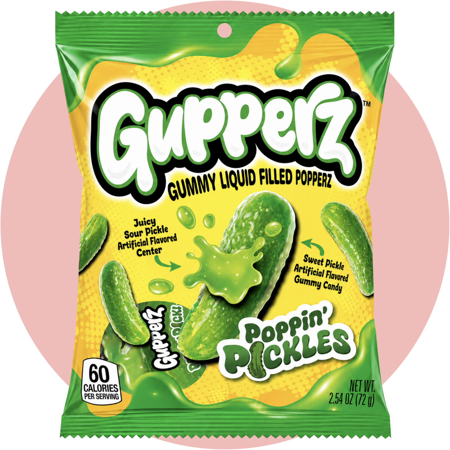 Gupperz Poppin Pickle Candy Gummies mit flüssiger Gurken Füllung