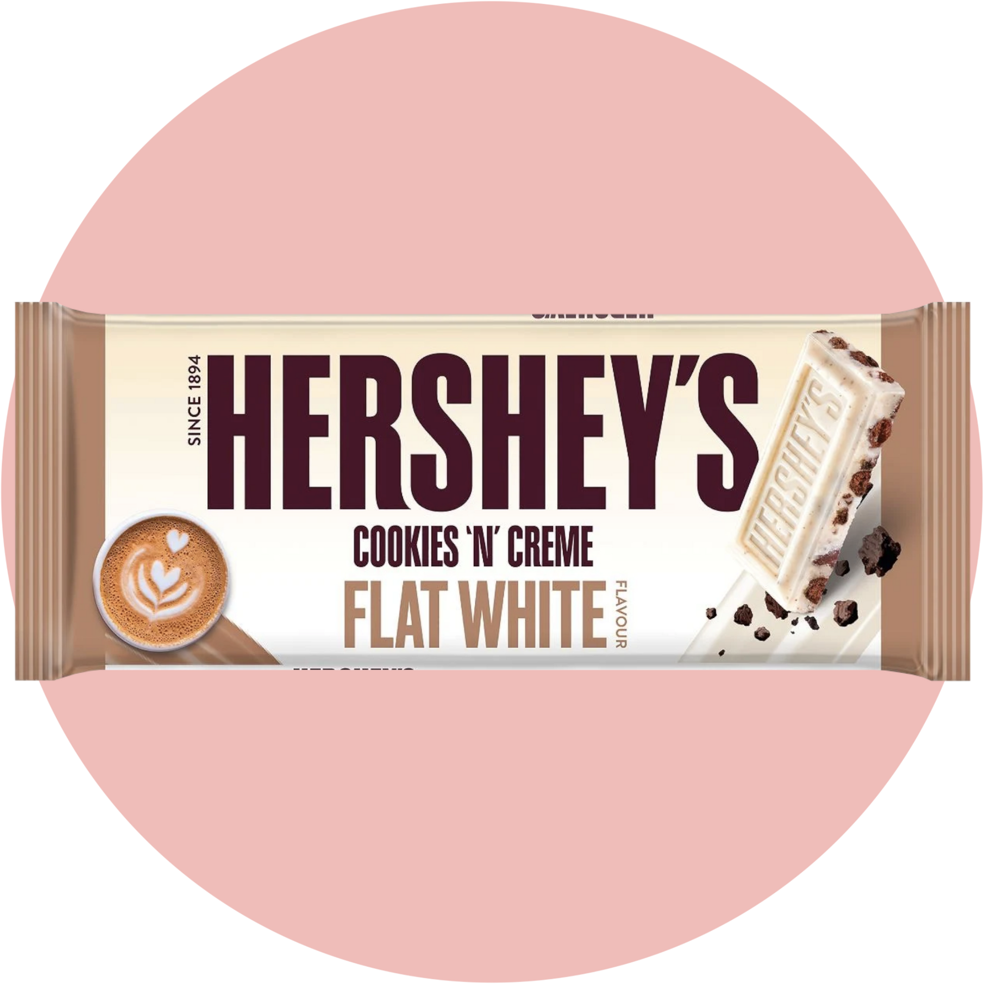 Hershey's Cookies and Cream Flat White – Weiße Schokolade mit Keksstücken und Flat White Kaffee-Aroma