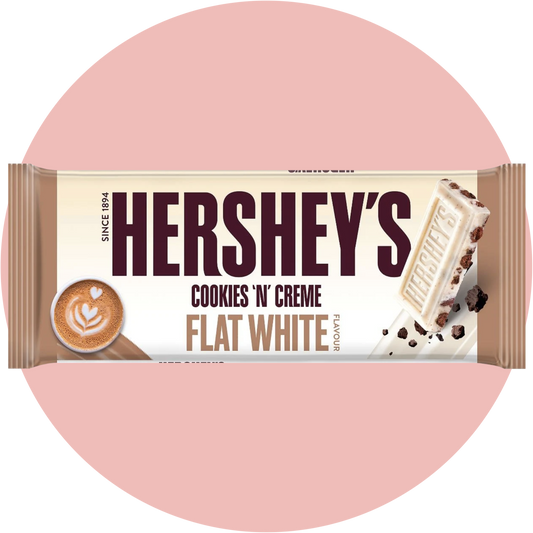 Hershey's Cookies and Cream Flat White – Weiße Schokolade mit Keksstücken und Flat White Kaffee-Aroma