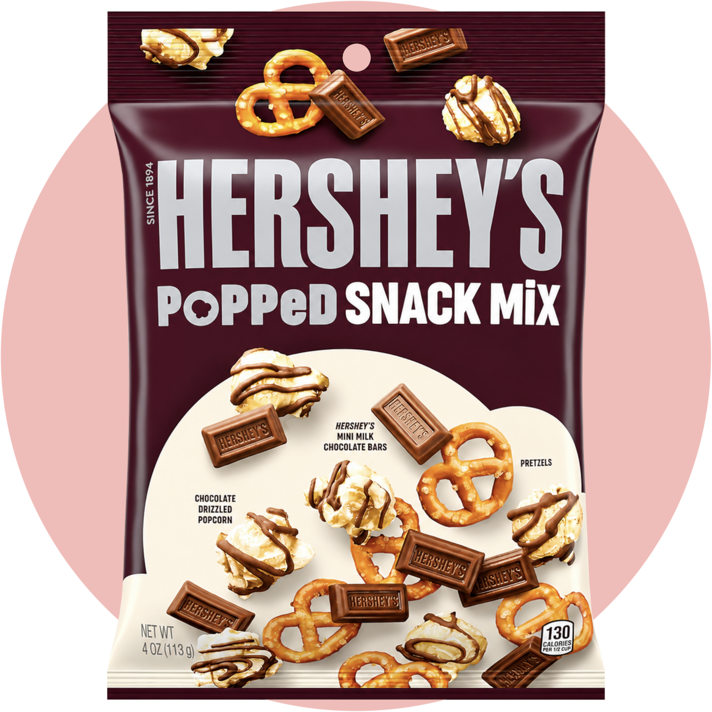 Hershey’s Popped Snack Mix mit Milk Chocolate, Brezeln und Schokoladen-Popcorn
