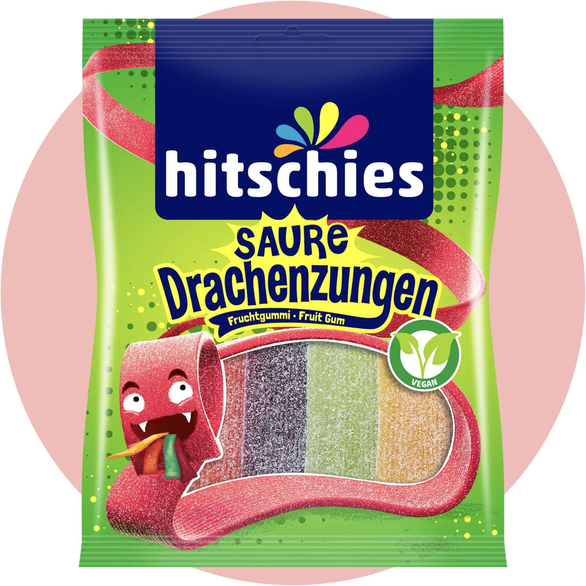 Hitschies Saure Drachenzungen – Bunte Kaustreifen mit saurem Fruchtzuckerüberzug