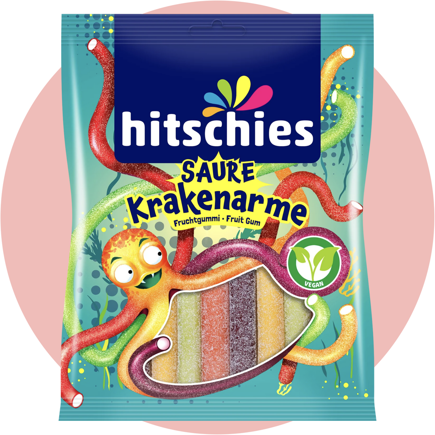 Hitschies Saure Krakenarme – Bunte, saure Kaustreifen in Tentakel-Optik mit Fruchtgeschmack