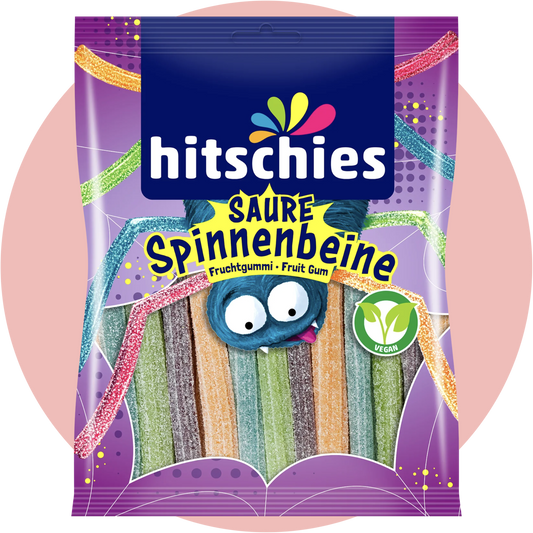 Hitschies Saure Spinnenbeine – Bunte, saure Kaustangen in Spinnenform mit Fruchtgeschmack