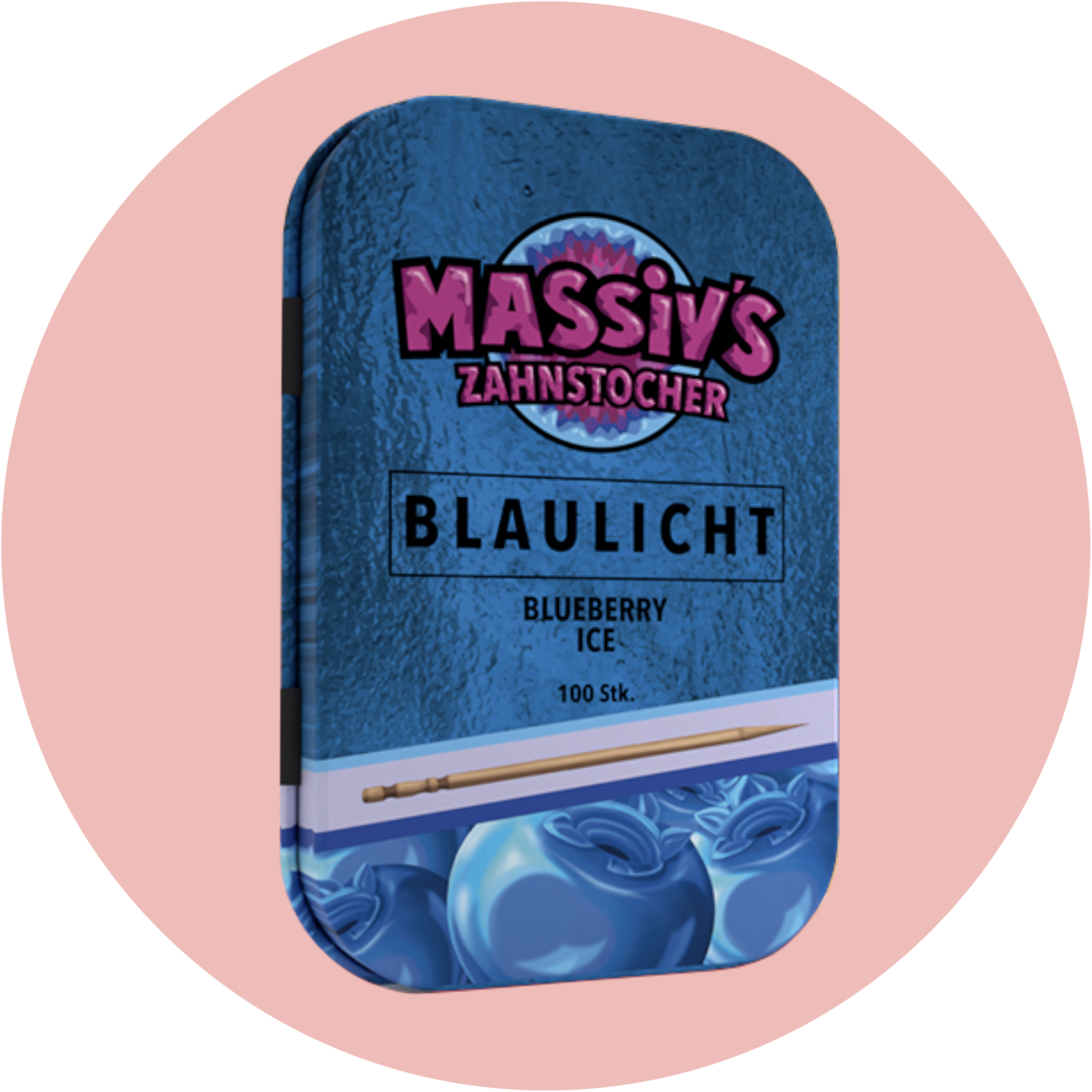 Massiv Zahnstocher Blaubeere – BLAULICHT Blueberry Ice Zahnstocher mit Geschmack in stilvoller Metalldose