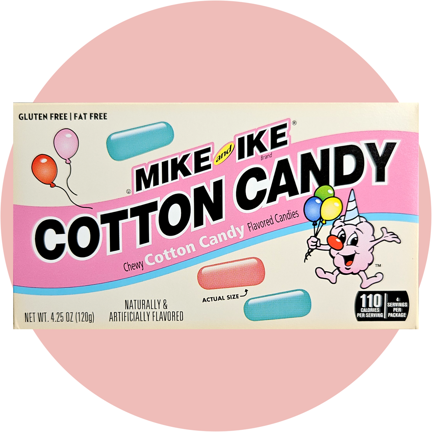 Mike and Ike Cotton Candy – Kaubare Dragees mit süßem Zuckerwatte Geschmack in bunter Verpackung