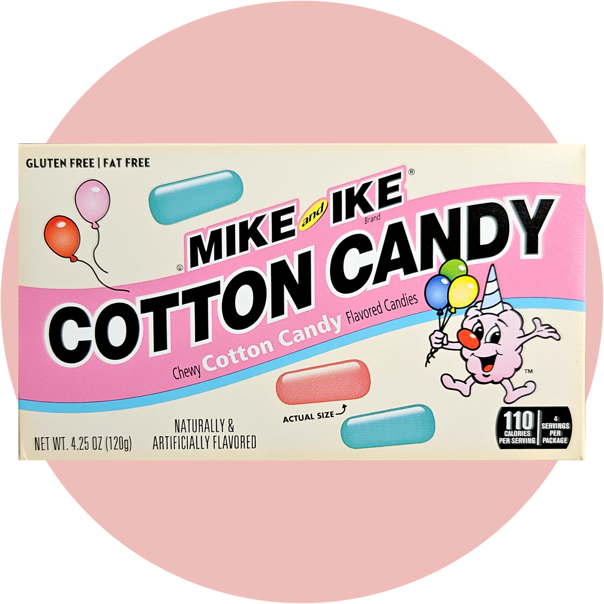 Mike and Ike Cotton Candy – Kaubare Dragees mit süßem Zuckerwatte Geschmack in bunter Verpackung