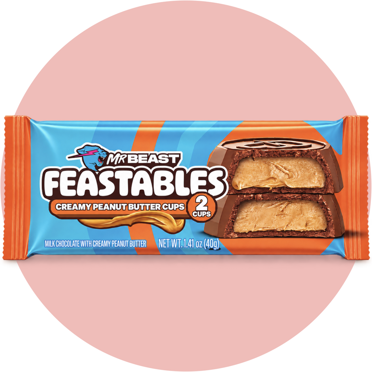 MrBeast Feastables Peanut Butter Cups mit Milchschokolade und cremiger Erdnussbutterfüllung