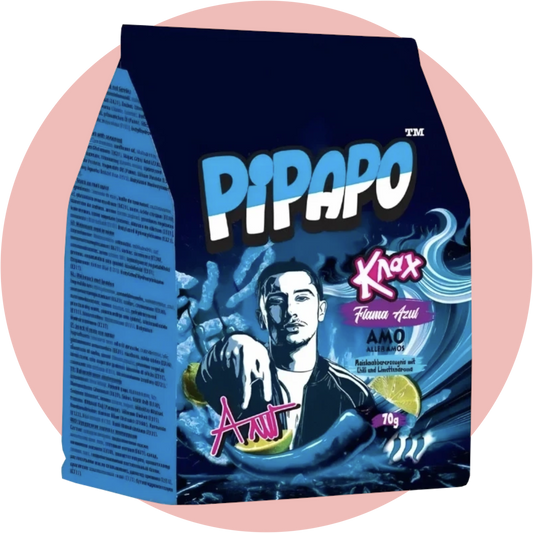 Pipapo Knax Flama Azul – Blauer Maissnack mit Chili und Limette in Zusammenarbeit mit Rapper AMO