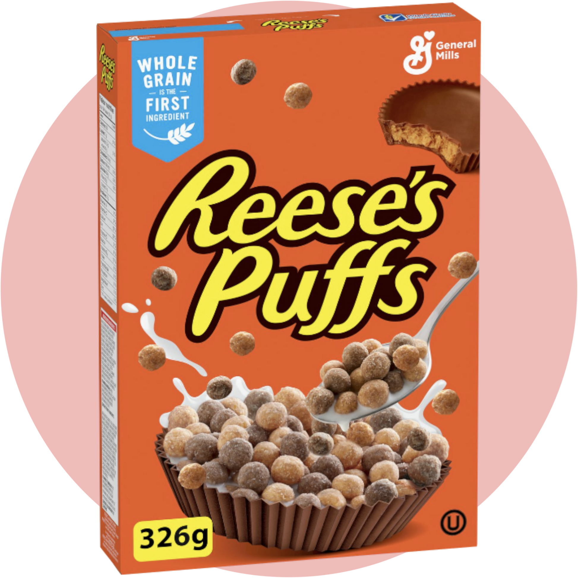 Reese's Puffs – Knuspriges Müsli mit Erdnussbutter- und Schokogeschmack in orangefarbener US-Verpackung
