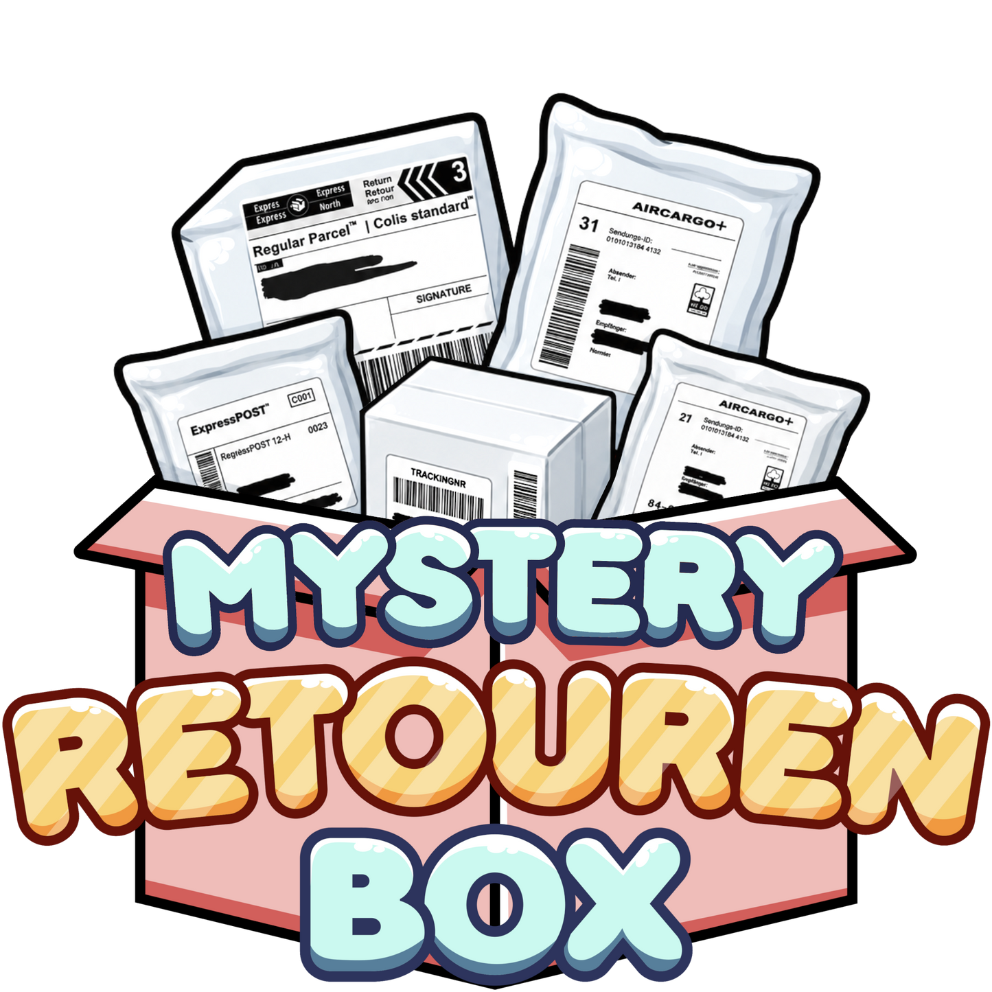 Retouren Pakete Mystery Box mit 5 gemischten Überraschungsprodukten aus Retourenkauf und Secret Packs