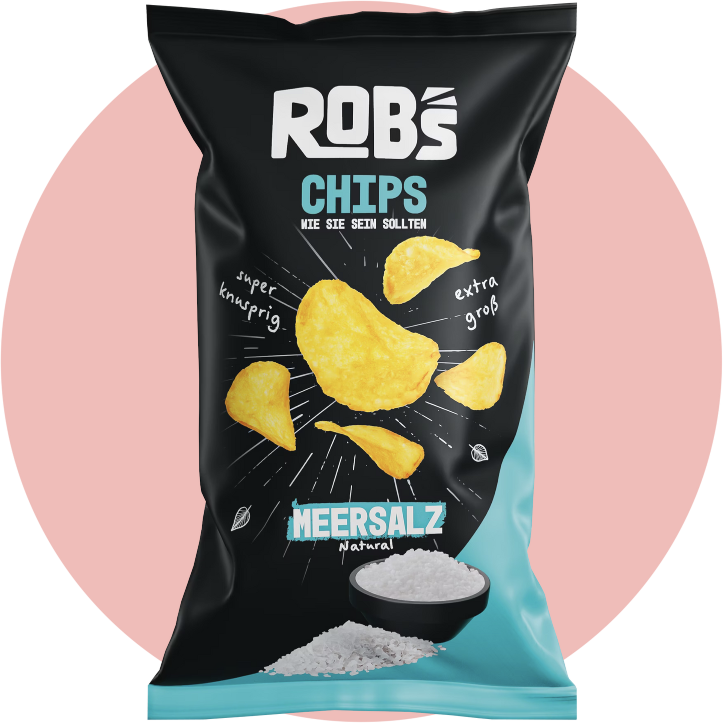 Rob's Chips Meersalz – Kartoffelchips mit Meersalz von CrispyRob in schwarz blauer Verpackung