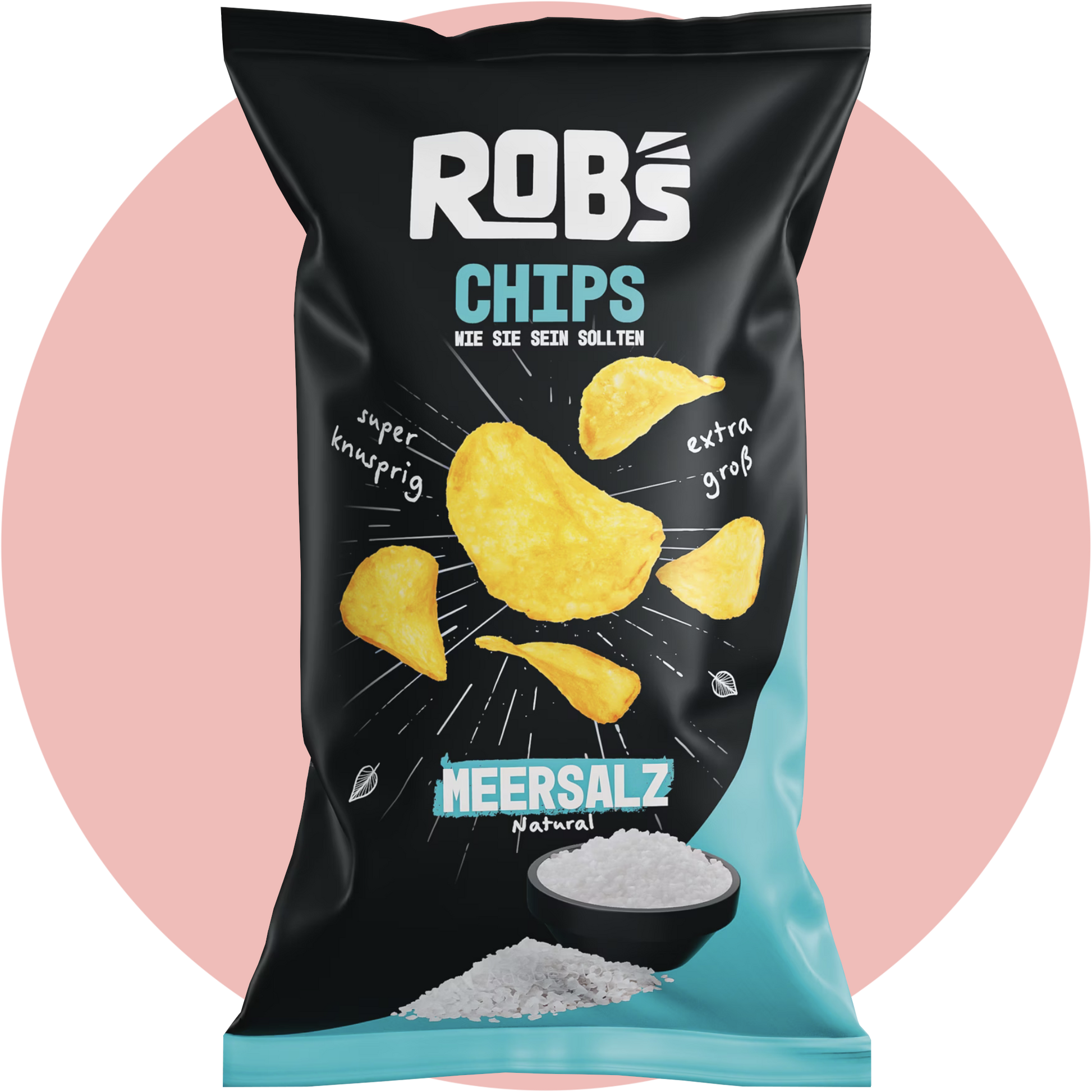 Rob's Chips Meersalz – Kartoffelchips mit Meersalz von CrispyRob in schwarz blauer Verpackung