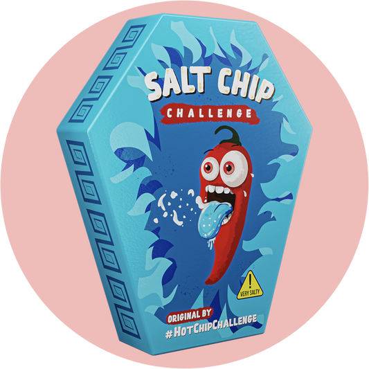 Salt Chip Challenge – Extrem salziger Chip als Mutprobe für Partys und Freunde in auffälliger blauer Verpackung

